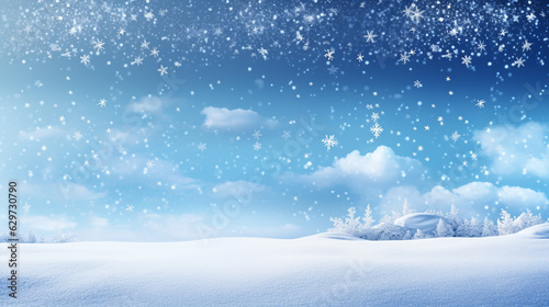 winter Christmas background with snowflakes and snowdrifts. Generative Ai.  © PETR BABKIN