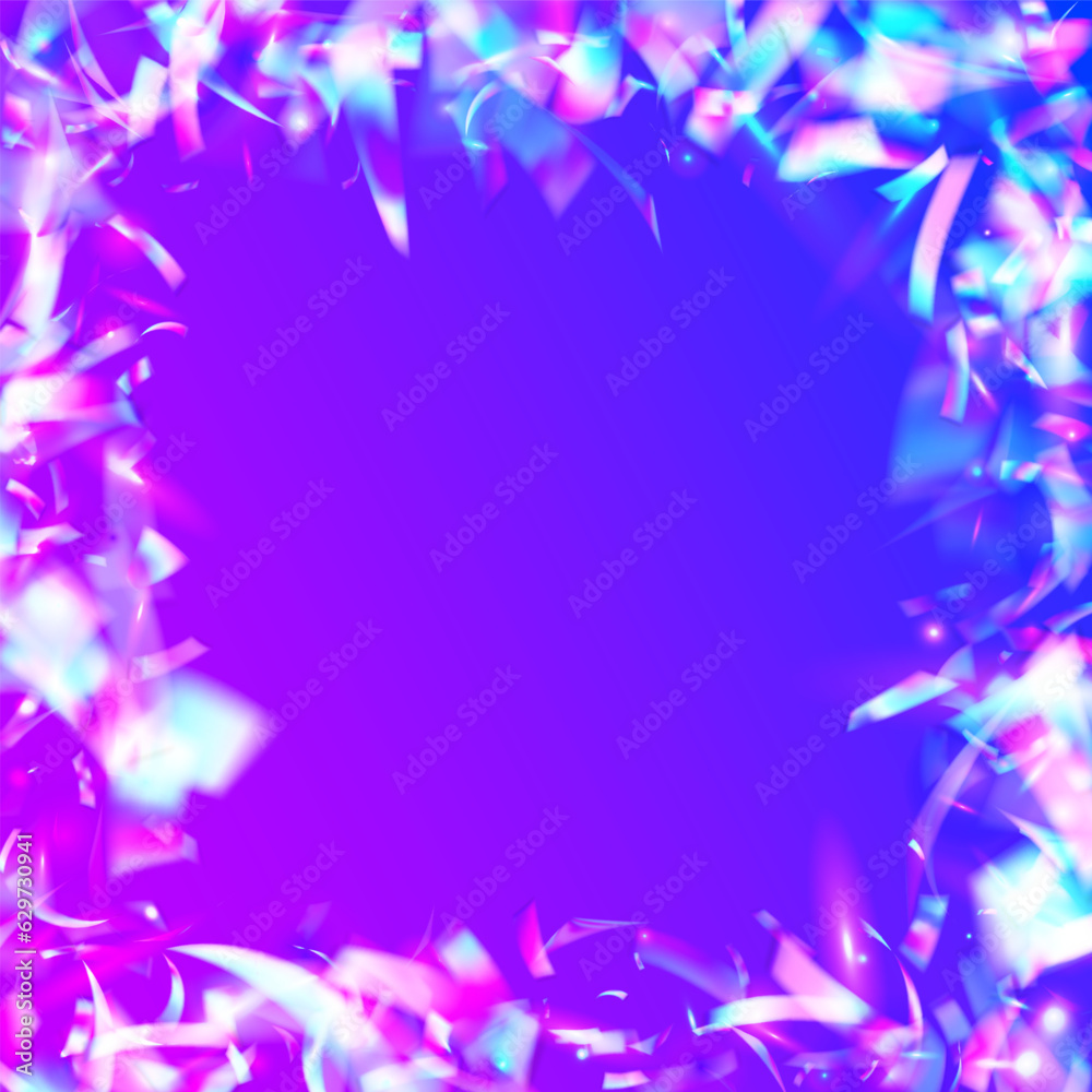 Holographic Effect. Surreal Foil. Blur Flare. Retro Vaporwave Wallpaper. Blue Shiny Sparkles. Light Tinsel. Neon Glitter. Digital Art. Violet Holographic Effect