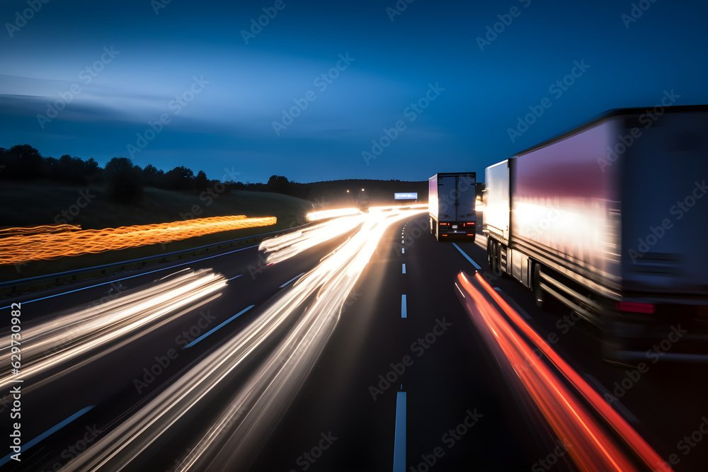 background photograph of a highway truck on a motorway motion blur light trails evening or night shot of trucks doing logistics and transportation on a highway background photograph of a highway truck on a motorway motion blur light trails evening or night shot of trucks doing logistics and transportation on a highway