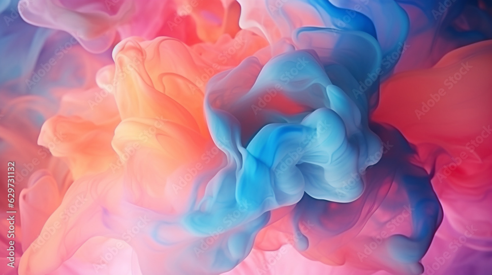 abstract background with puffs of colored smoke. Generative Ai. 