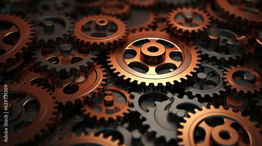 gears and cogs abstract background. Generative Ai. gears and cogs abstract background. Generative Ai.