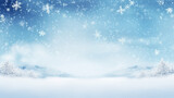 Christmas background with snow snowflakes and blue sky. Generative Ai. 