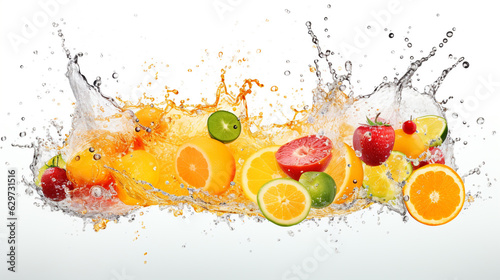 Strawberries  oranges  kiwi are bathed in orange juice. Generative Ai. 