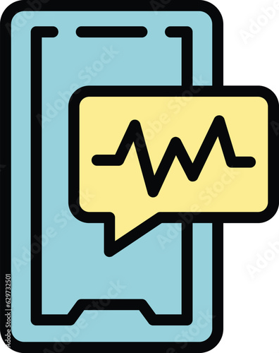 Smartphone chat support icon outline vector. Call service. Tech help color flat