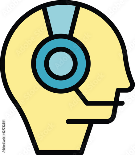 Call support icon outline vector. Service center. Online contact color flat