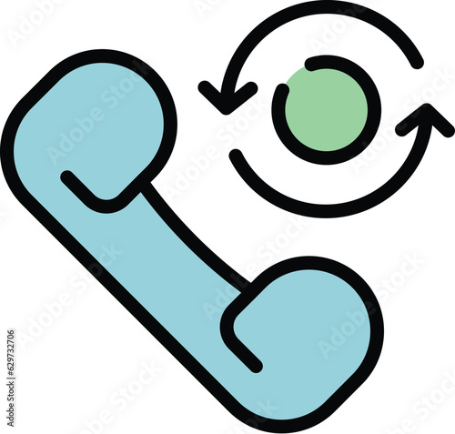 Telephone call support icon outline vector. Customer chat. Center help color flat