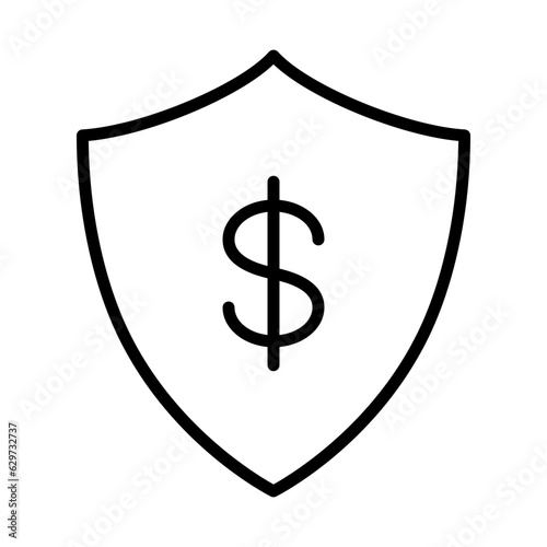 Black single money security line icon, simple bank account safeguard umberlla infographic vector for ads app logo web website button ui ux interface elements isolated on white background 