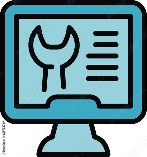 Repair online support icon outline vector. Chat customer. Help center color flat