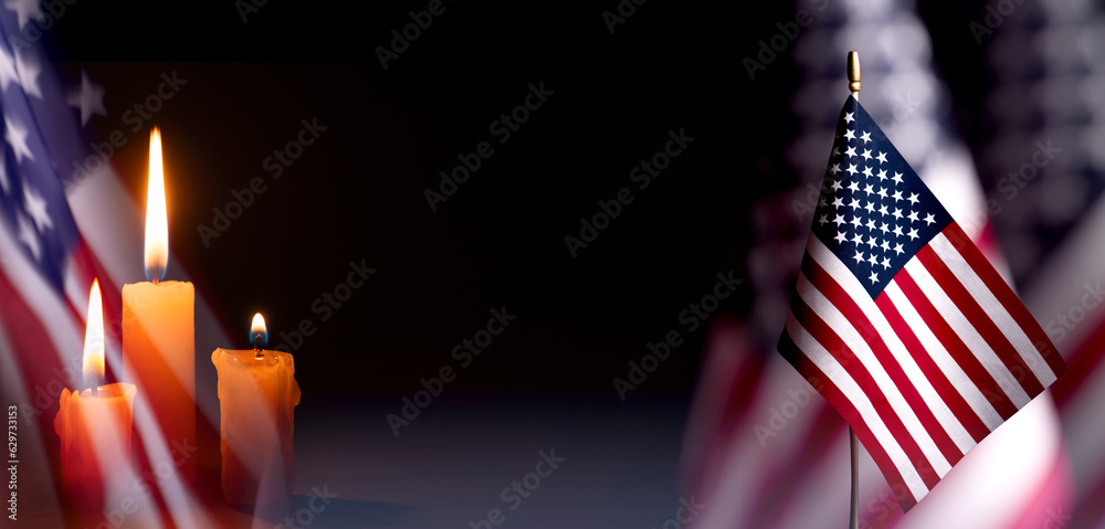 Patriot Day banner template. September 11 Memorial Day for the United States of America concept. Remembrance Day for the Victims of the Terrorist Attacks. Patriot Day. - obrazy, fototapety, plakaty 