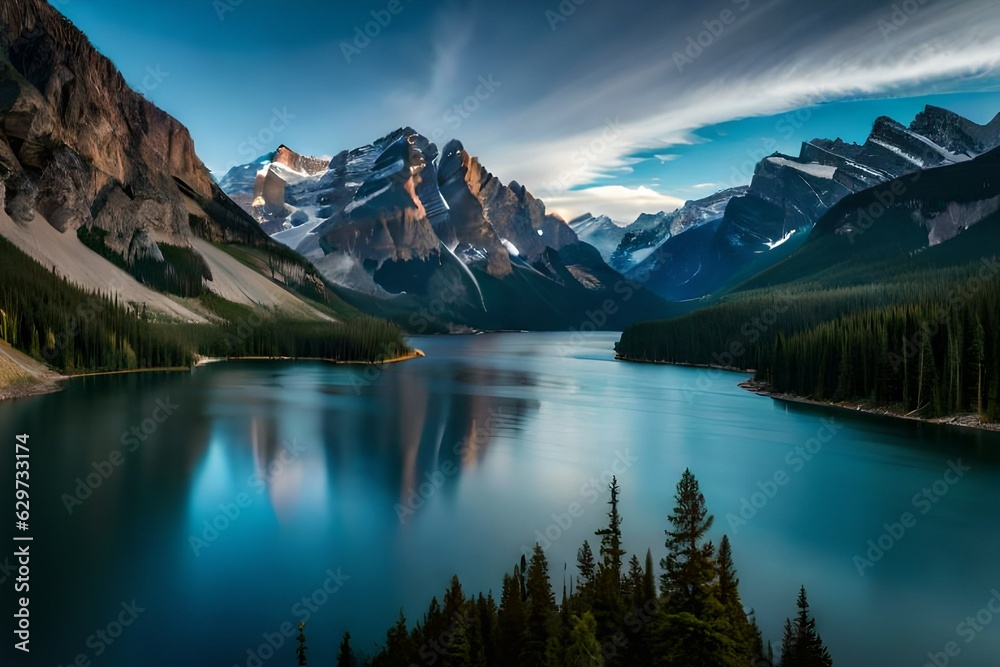 lake reflectiongenerated by AI technology 