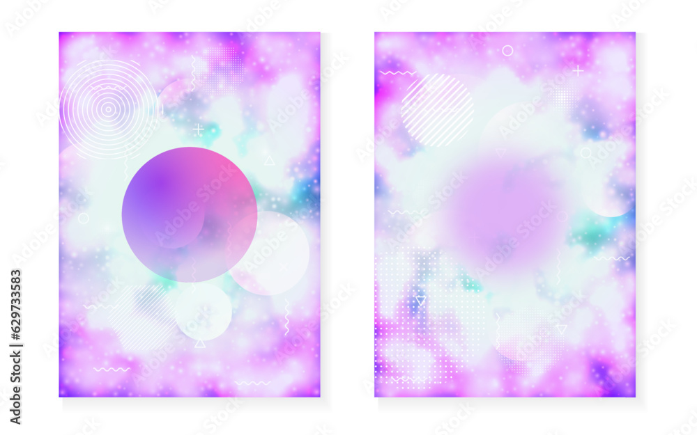 Geometric Shape. Purple Retro Texture. Science Dots. Vibrant Flyer. Soft Halftone Magazine. Holographic Background. Hipster Fluid. Round Concept. Blue Geometric Shape