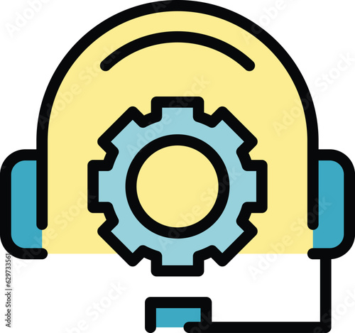 Man call support icon outline vector. Hotline operator. Chat customer color flat