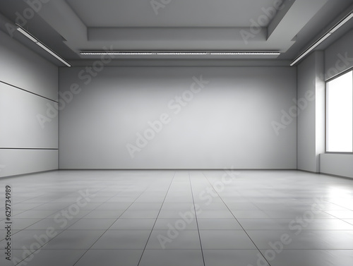 Empty grey clean room studio interior background wall for display products minimalistic © AspctStyle