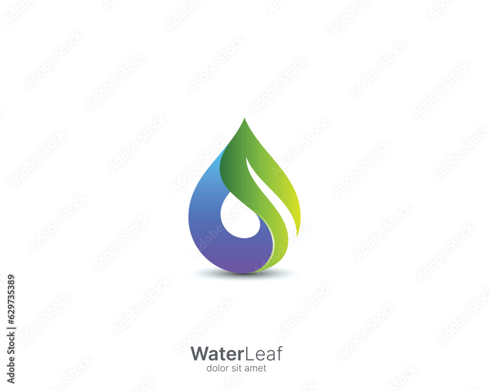 Creative water drop with colorful leaf logo gradient Creative water drop with colorful leaf logo gradient
