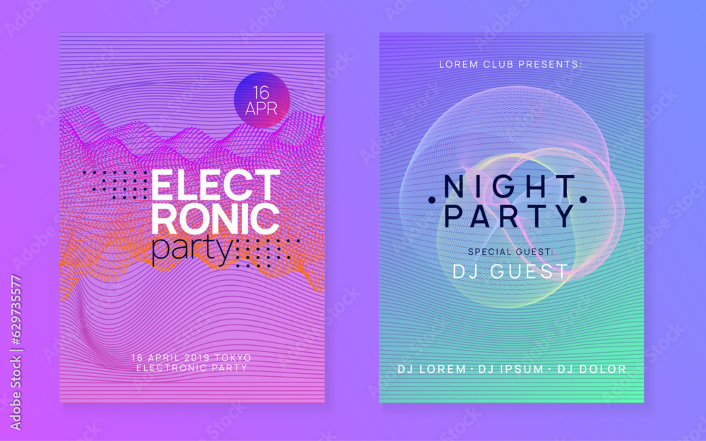 Neon trance event flyer. Techno dj party. Electro dance music. Electronic sound. Club fest poster. Neon trance event flyer. Techno dj party. Electro dance music. Electronic sound. Club fest poster.