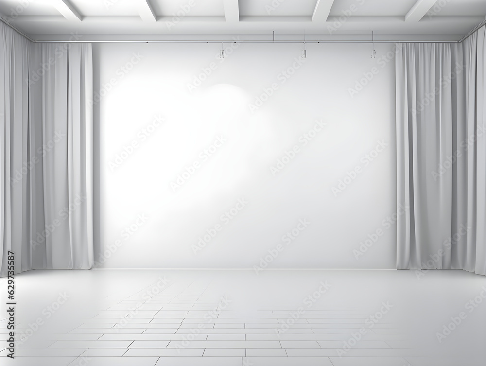 Empty white clean room studio interior background wall for display products minimalistic Empty white clean room studio interior background wall for display products minimalistic