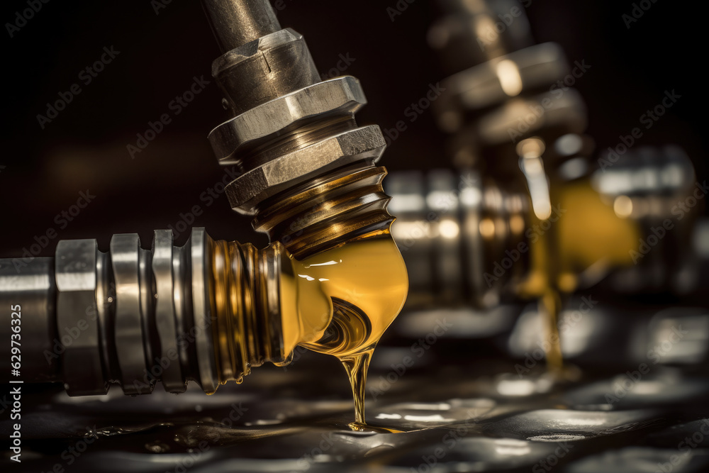 Close-up Macro Shot of Industrial Lubricants Being Applied on a Lathe Machine Close-up Macro Shot of Industrial Lubricants Being Applied on a Lathe Machine
