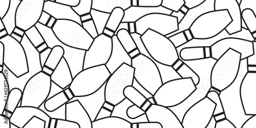 black white bowling pins seamless pattern