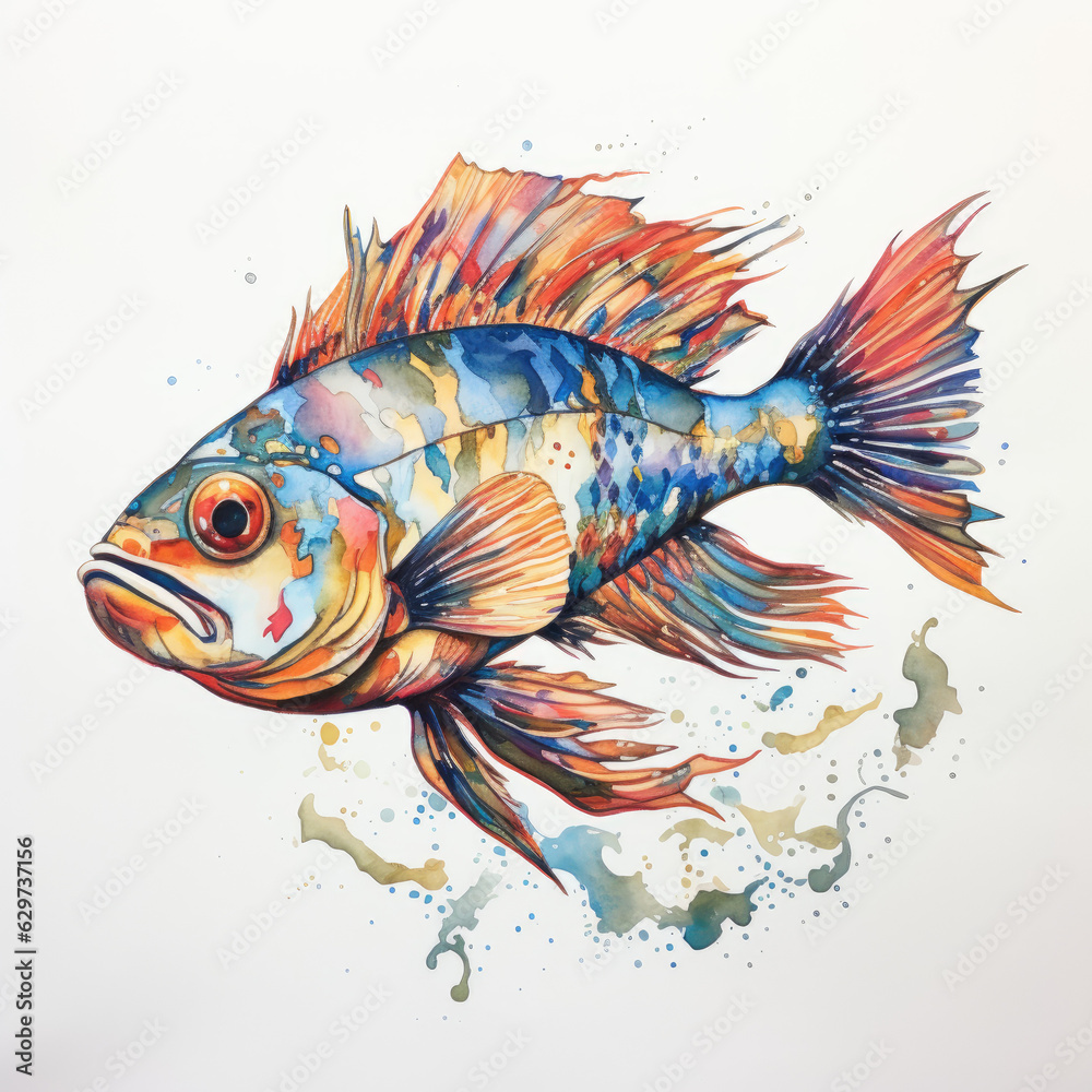 fish watercolor on a white background fish watercolor on a white background