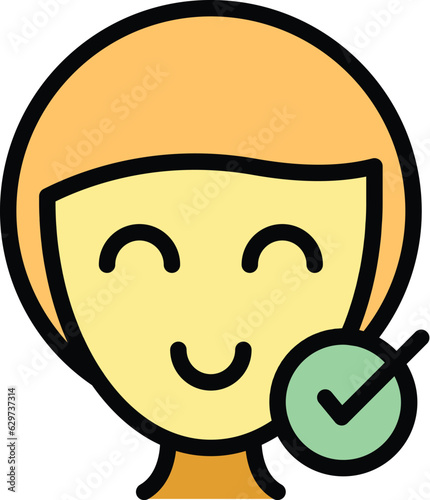 Approved benchmark icon outline vector. Leader best. Expertise app color flat