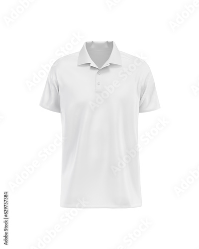 Blank Polo T-Shirt Front View Mockup natural shape on invisible mannequin, for your design mockup for print, isolated on white background.