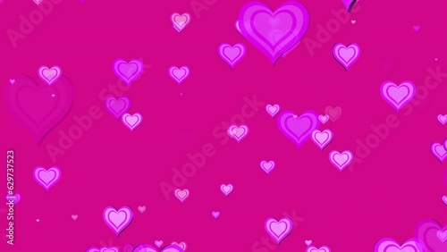 3D Pink Hearts Particles Background