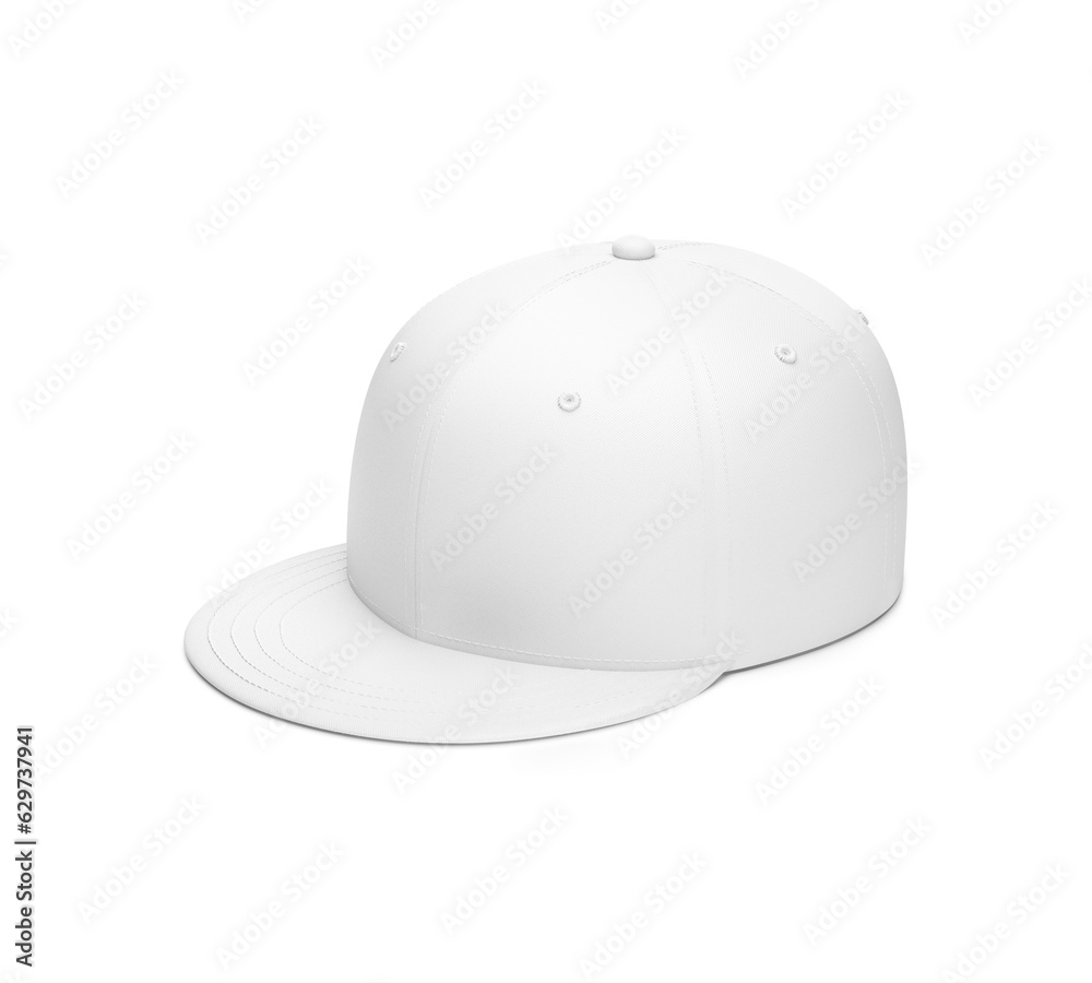 Fototapeta premium Blank Cap White Mockup Half Side View, isolated on a White Background