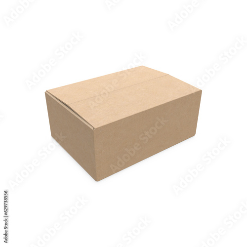Kraft box template isolated on a white background © Maker Mockup