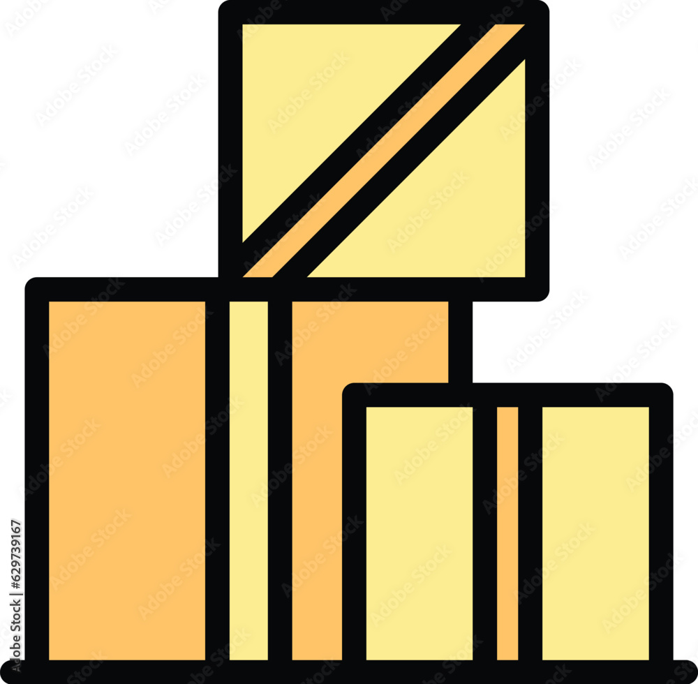 House delivery box icon outline vector. Move service. Furniture company color flat House delivery box icon outline vector. Move service. Furniture company color flat