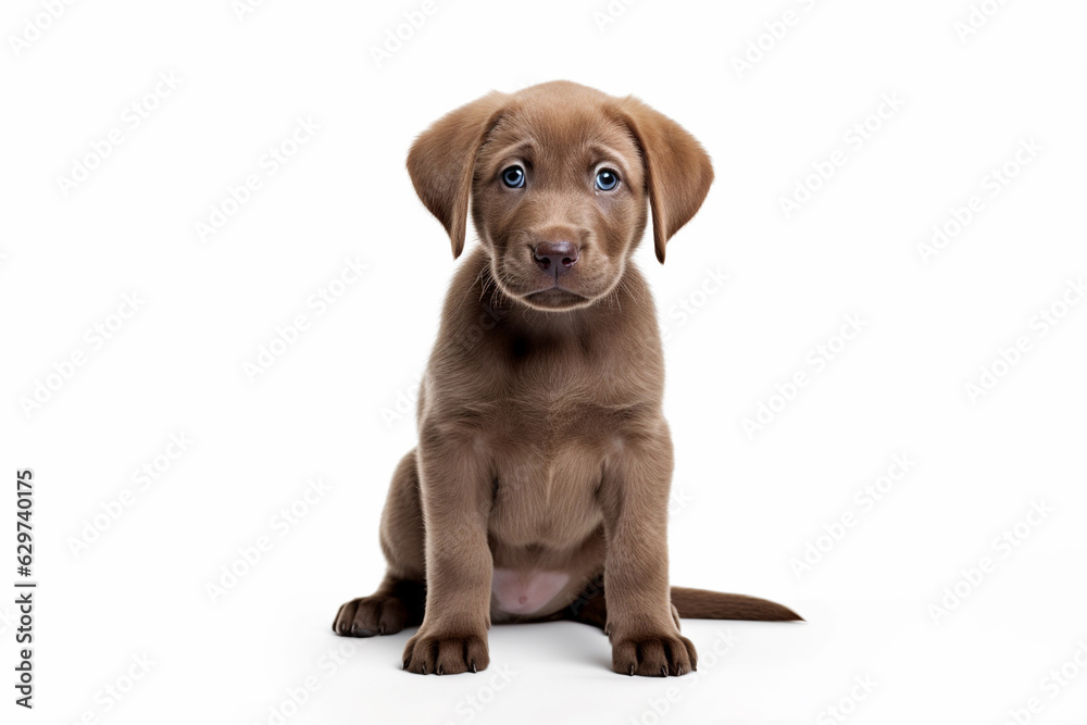 a puppy Labrador Retriever dog isolated on white background. Generative ai. a puppy Labrador Retriever dog isolated on white background. Generative ai.