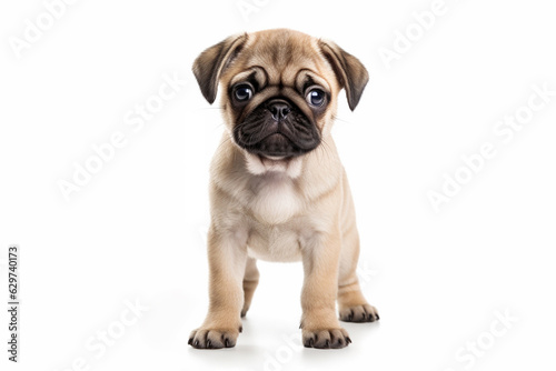 a puppy pug dog isolated on white background. Generative ai.
