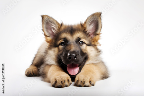 a puppy German Shepherd dog isolated on white background. 