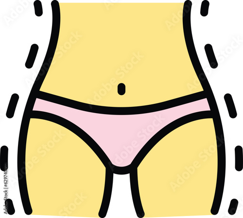 Legs liposuction icon outline vector. After woman. Slim beauty color flat