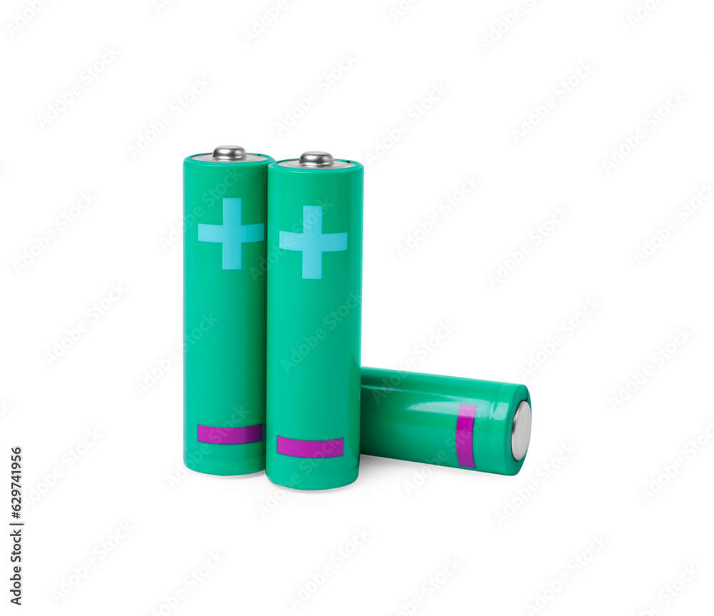 New AA size batteries isolated on white New AA size batteries isolated on white