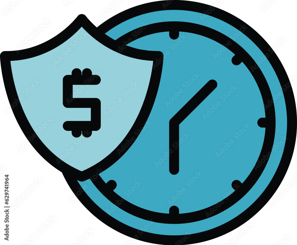 Payment time icon outline vector. Money loan. Credit terms color flat Payment time icon outline vector. Money loan. Credit terms color flat