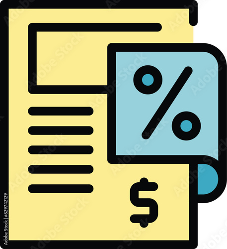 Asset money icon outline vector. Payment loan. Income credit color flat
