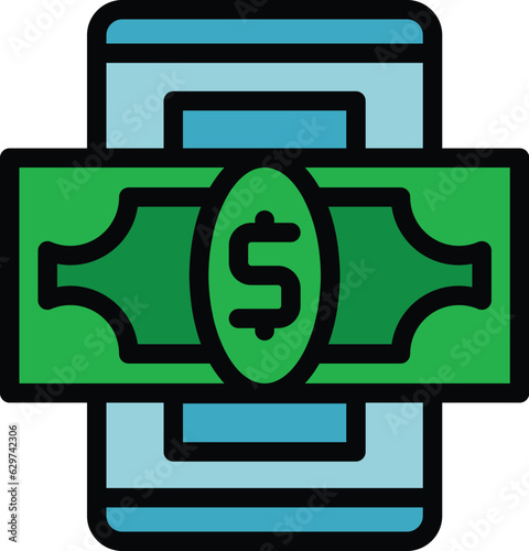Loan cash icon outline vector. Payment money. Tax estate color flat
