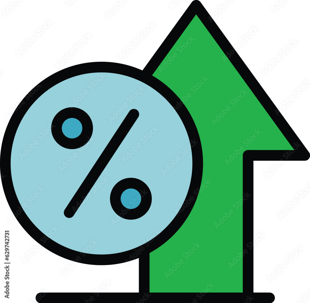 Percent loan money icon outline vector. Credit tax. Estate tax color flat Percent loan money icon outline vector. Credit tax. Estate tax color flat