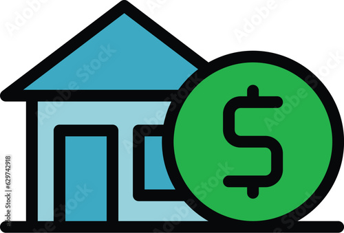 Loan house icon outline vector. Credit financial. Terms tax color flat