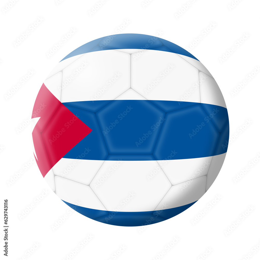 Cuba soccer ball football 3d illustration with clipping path Cuba soccer ball football 3d illustration with clipping path