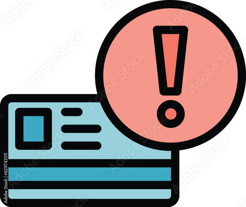 Secured credit card icon outline vector. Loan income. Terms tax color flat