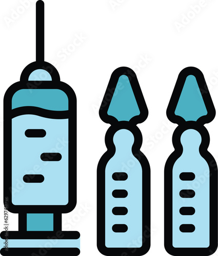 Rhinoplasty syringe icon outline vector. Nose surgery. Plastic operation color flat