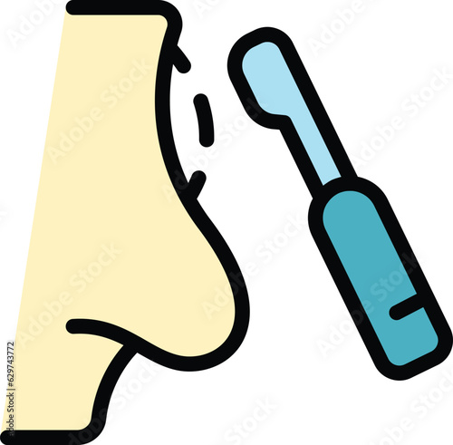 Rhinoplasty nose icon outline vector. Plastic surgery. Body anatomy color flat