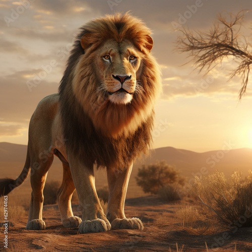  fierce lion in africa cinematic realistic 