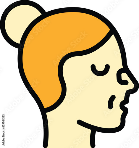 Woman rhinoplasty icon outline vector. Face operation. Plastic surgery color flat