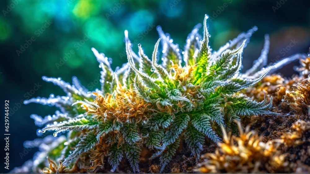 macro plants on dynamic lighting sunburst. Generative AI macro plants on dynamic lighting sunburst. Generative AI