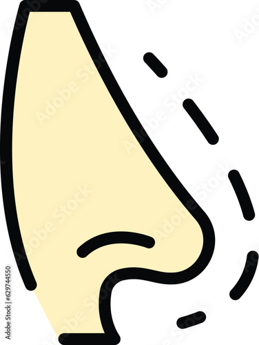 Medical rhinoplasty icon outline vector. Nose surgery. Plastic face color flat