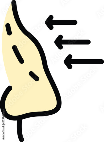 Medicine rhinoplasty icon outline vector. Face operation. Body anatomy color flat