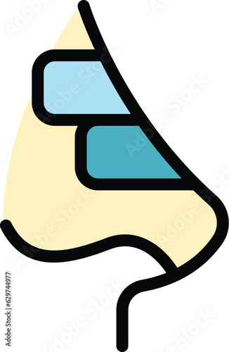 Rhinoplasty nose icon outline vector. Face operation. Body anatomy color flat