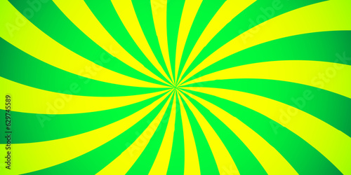 Background with rays green and yellow